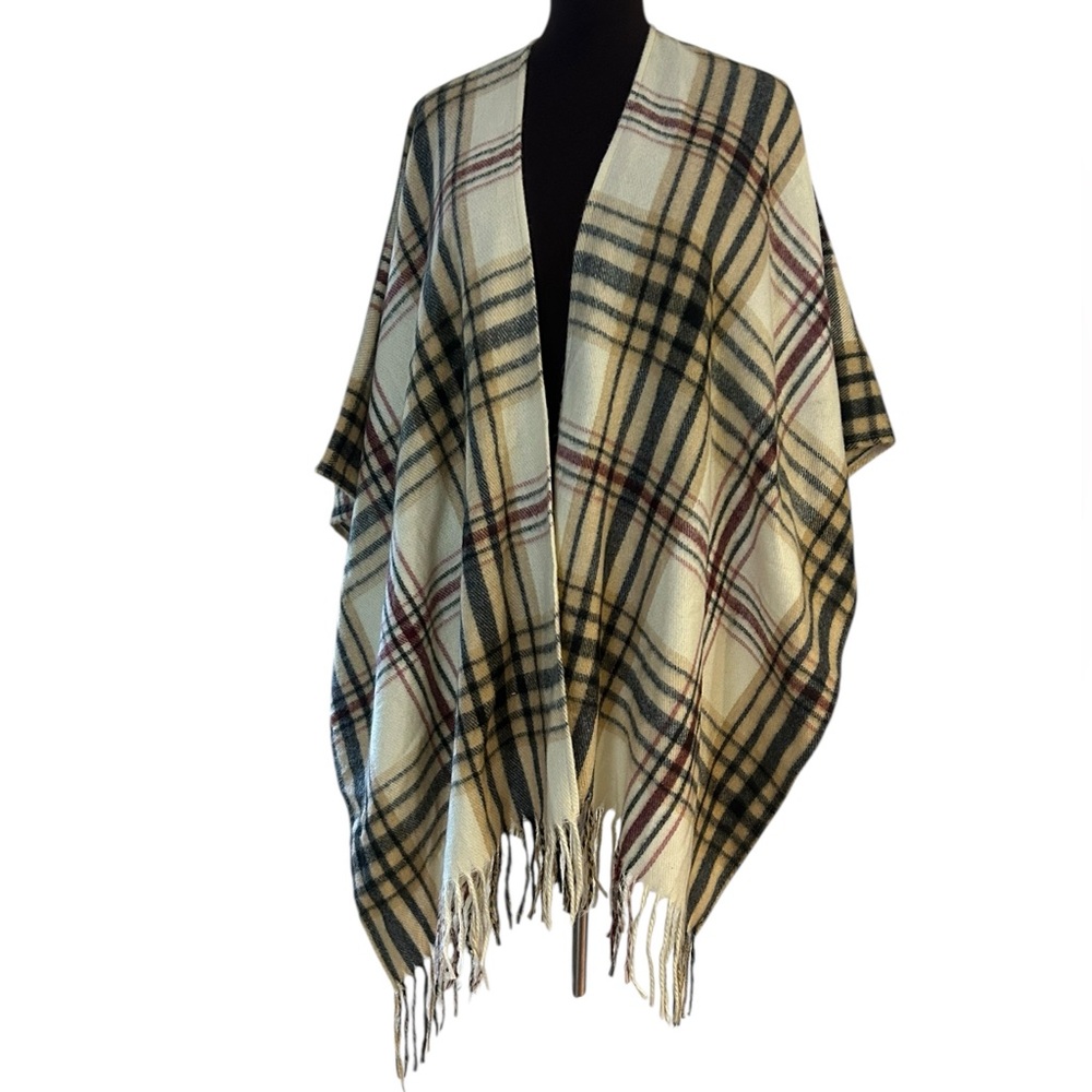 Woolrich Beige and Red Plaid Scarf